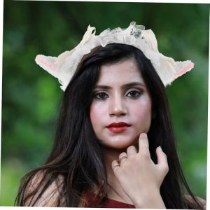 TOGEVAL Bandeau Oreilles Mouton Peluche Avec Dentelle Adorable Serre-t&ecirc;te Cosplay Et F&ecirc;te Pour Filles Confortable Et Ajustable Accessoire Mode Pour Carnaval Et Mariage (BOBOLING, neuf)