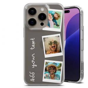 AMAZING &Eacute;tui Personnalis&eacute; pour iPhone 16 Pro - Coque Flexible en TPU - Personnalisez Votre Coque avec Images, Photos, Texte - Design Style Polaroid - 3 Photos (PrintAmazing, neuf)