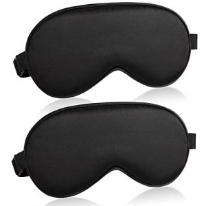 Masque de Sommeil, Masque de Nuit, Soie Occultant Doux Masque de Voyage avec Sangle Réglable, Masque de Yeux Ergonomique pour Dormir (Noir Paquet de 2) (EURhine, neuf)