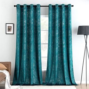 MIULEE Rideau Salon Velours D&eacute;coratifs Doux Rideaux Opaque Rideau Thermique Rideaux Velours Oeillets pour Chambre et Salon Lot de 2 Bleu-Vert 140x260 cm (MIULEE HOME, neuf)
