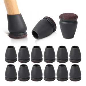 RCHYFEED Protection Pied de Chaise, 24 Pièces Protecteurs de Sol en Silicone Noir, Chaise Protecteurs de Sol en Silicone, Petit Patin de Tampon de Sol pour sols en Bois Dur et carrelage, Ronde16-19mm (RCHYFEED-FR, neuf)