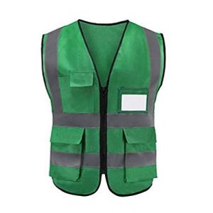 Cicilin Gilet de Sécurité, Gilet Fluo Réfléchissant et Lavable, avec Fermeture Eclair, Haute Visibilité pour Cycliste, Conducteur, Coureur, Eboueur (Vert) (Cicilin-EU, neuf)