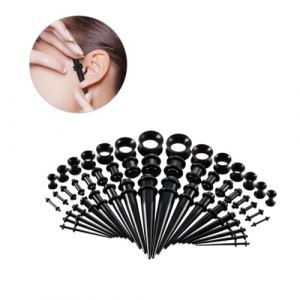 Baluue 50pi&egrave;ces Bijoux Piercing Coniques Unisex Oreilles Plugs Noir &Eacute;carteurs Piercing Corps (Fortune Luck, neuf)