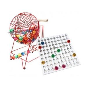 cavernedesjouets Boulier de Loto geant, Sphere 31 cm XXL - Cage Metal, Plateau Controle, 90 Boules 38 mm - Animation, Pro - Set Jeu Bingo et 1 Carte Tigre (cavernedesjouets, neuf)