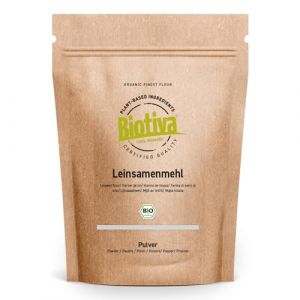 Farine de lin bio 2 kg (2 x 1 kg) – Plante plate – Farine faible en glucides – Sans gluten, sans soja et sans lactose – Qualité supérieure bio – Certifié et contrôlé en Allemagne Biotiva (goodorganics, neuf)