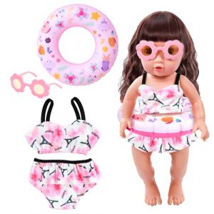 Set de Bain pour Poupée, 3pcs Tenue de Piscine de Poupées, Vêtements de Bain pour Poupon, Convient aux Poupon de 35 à 45 cm, Profitez du Plaisir du Bain Pendant Les Chaudes Journées d'été (Rose) (xiongweiyeah, neuf)