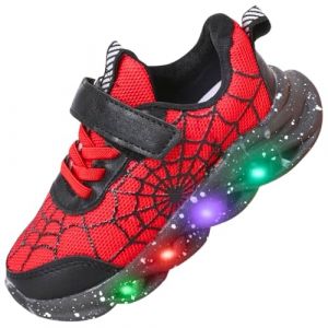Jasmeko Basket Lumineuse Enfant Garcon, Chaussures de Sport Lumineux Basquette Sneaker Kids Boy Shoes (C-Red,23) (Jamall Co., neuf)