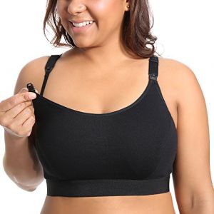 Gratlin Soutien Gorge Allaitement sans Armature Grande Taille, Soutien Gorge Coton Dos Nageur Ultra-Confortable Noir L (Jimu Fashion, neuf)