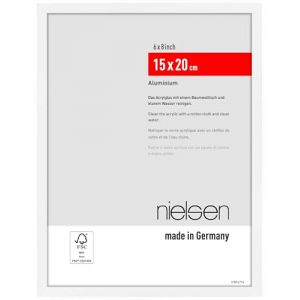 nielsen cadre photo, 15 x 20 cm, aluminium, Blanc mat, cadre photopour poserau format paysage et portrait, verre synth&eacute;tique, Atlanta (Nielsen-Design, neuf)