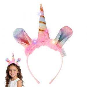 LED Serre Tete Licorne, Serre Tete Lumineux, Bandeau Licorne Fille, Cheveux Licorne pour Enfants Deguisement Costume Licorne, pour Adulte Enfant P&acirc;ques Carnaval Halloween Anniversaires F&ecirc;tes Cosplay (Philise, neuf)