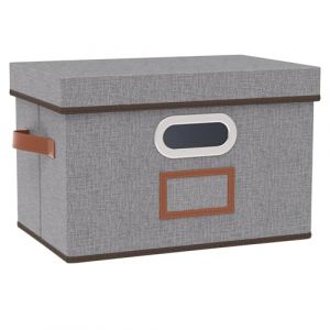 OUTBROS Boîte de Rangement Pliables, Paniers avec Couvercle et Poignées, Cube en Tissu Lavable, pour Vêtement, Magazine pour Maison (Gris, 38 x 25 x 25 cm) (OUTBROS-FR, neuf)