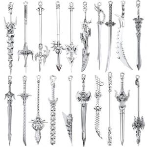 Dimeho Lot de 20 marque-pages en métal vintage en forme d'épée - Pendentif en forme d'épée - Accessoire de couteau - Cadeau pour les amateurs de livres - Collier à faire soi-même (richpower, neuf)