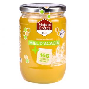 Maison Crétet | Miel d'acacia et Gelée Royale | 16gr de gelée royale dans ce pot | Pot verre | Format économique | Préparation en pot de 800gr (Maison Crétet, neuf)
