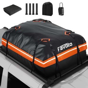 Favoto Coffre de Toit Voiture Imperm&eacute;able - Sac de Toit Porte-Bagages 566L Pliable avec Tapis Antid&eacute;rapant Crochet de Porte et Sangles de Renfort pour Le Transport des Bagages Orange (Cover-World, neuf)