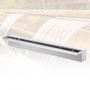 LONGRUNNEW Fontaine De Piscine, Cascade Bassin Exterieur en Acier Inoxydable, Lame D&rsquo;Eau, Fontaine Exterieur avec Accessoires pour La D&eacute;coration D'&eacute;tang, Patio,Jardin (Long 90cm, Largeur 15cm) (KAVSI Green, neuf)