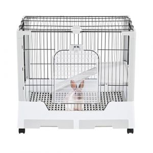 Yaheetech Cage Lapin int&eacute;rieur Roulante &agrave; 2 Niveaux Cage a Lapin Cage pour Petits Animaux avec Plateforme Rampe 75,5x50,5x67,5cm (Yahee365, neuf)