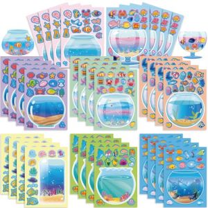 24 Autocollants Aquarium pour Enfants – Stickers Animaux Marins Réutilisables et Imperméables, Décorations DIY pour Anniversaire Thème Sous-Marin, Cadeaux Fête d’Été, Requin Tortue Poissons Tropicaux (LUOAIMI, neuf)