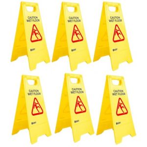 BERRY Lot de 6 panneaux d'avertissement de sol glissant – Panneau d'avertissement de sol glissant – Panneau d'avertissement pliable des deux côtés de type A – Panneau d'avertissement autonome pour (Biri Trading, neuf)