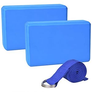 Chstarina 2 pcs Briques Yoga en Mousse EVA,Yoga Block avec Sangle de Yoga Antid&eacute;rapant Bloc Yoga Brique Yoga Epais Yoga Accessoires Relaxation pour Yoga Exercices Relaxation Fitness,Pilates (Bleu) (Cinanai, neuf)
