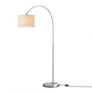Home Sweet Home Moderne Lampadaire | arc Duke | 98/30/180cm | Acier brossé | Lampadaire | Fischer avec abat-jour en lin blanc | E27 | avec interrupteur au pied | pour le salon (home sweet home collection, neuf)