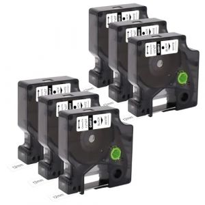 Molabel Lot de 6 rubans compatibles avec Dymo D1 45013 S0720530 (12 mm x 7 m), noir sur blanc, compatibles avec Dymo LabelManager 160, 200, 210D, 280, 360D, 420P, 450D. (NEW SOURCE, neuf)