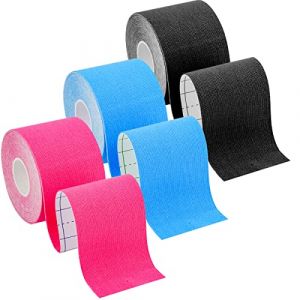 3 Rouleaux Strap Bande Kinesiologie, Bande Adhesive Elastique Kinésiologie, Résistante Kinesio Tape avec noir bleu rose 3 Rouleaux Bande Kinesiologie pour Genou Articulations et Maintien Musculaire (USMSXZS, neuf)