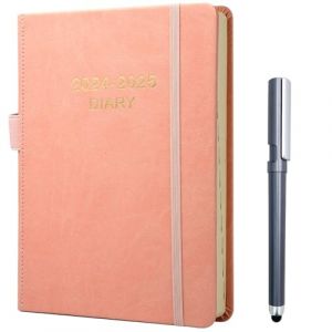 Agenda Journalier 2024 2025 A5 Page par jour, Agenda académique de juillet 2024 à juin 2025 avec Stylo,Onglets Mensuels, Signet, Boucle de stylo (Rose) (NEYSA, neuf)