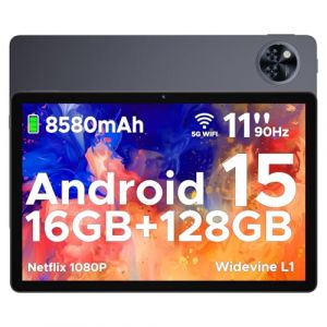 DOOGEE U11 Tablette Android 15, Tablette 11 Pouces 90 Hz, Tablette Tactile 16GB RAM+128GB ROM(2TB TF) Octa-Core 8580mAh,Caméra 13MP+5 MP, Support Netflix/Face ID/5G WiFi/ BT5.0 /Widevine L1 (Fusionux, neuf)
