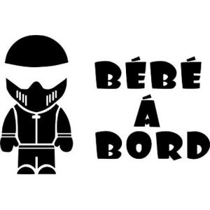 Sticker autocollant B&eacute;b&eacute; &agrave; Bord - BEBE MOTARD - Couleur au choix (PRINT CORNER, neuf)