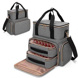 Luxja Sac pour Rangement Vernis &agrave; Ongle pour 70 Bouteilles et Une Lampe &agrave; Ongles, &Eacute;tui pour Vernis &agrave; Ongles avec 2 Sacs Amovibles, Sac Organisateur de Vernis &agrave; Ongles (Sac Seulement), Gris (SILIDE EU, neuf)