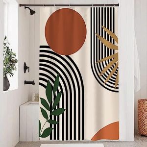 Uiiooazy Rideau Douche Terracotta, Rideau de Douche Anti Moisissure 120x200cm Orange Abstrait Boheme Rideaux de Baignoire Tissu Lavable Imperméable Polyester Rideaux Salle de Bain avec 8 Crochets (dongguibinjingpinxiaodianpu, neuf)