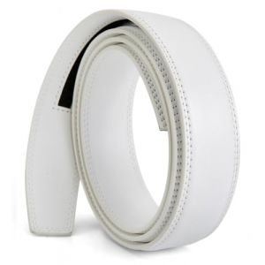 Nelbons Ceinture homme ceinture automatique à cliquet pour homme Ceinture en cuir de 35 mm de large, sans boucle (Blanc N7, 130cm/28-44 taille réglable) (GTS-FR, neuf)