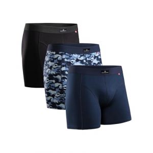 DANISH ENDURANCE Boxer Homme, Calecon Homme en Coton Ultra Doux avec ou sans Braguette, Lot de 3, Multicouleurs (1x Noir, 1x Camouflage, 1x Bleu Marine), XXXL (DANISH ENDURANCE FR, neuf)