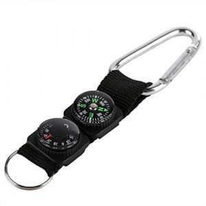 HERCHR Boussole de randonnée, Boussole et thermomètre Porte-clés, Camping en Plein air Portable randonnée Boucle Porte-clés Boussole thermomètre (KnowStoree, neuf)