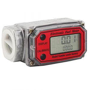 Uadme Débitmètre de Turbine Carburant, Débitmètres Numérique 1", Débitmètre Eau Électronique, 15-120L/Min 1" NPT Essence Débitmètre de Kérosène, avec l'Affichage à Cristaux Liquides Numérique (Rouge) (OKBY, neuf)