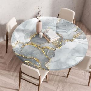 Highdi 3D Nappe Ronde avec Bord Élastique, Nappe de Table Anti-Tache Antidérapante Nappe Jardin Exterieur Protection Table Ronde Extensible pour Cafe Cuisine Fête Table (Pierre D,120cm) (Highdi, neuf)