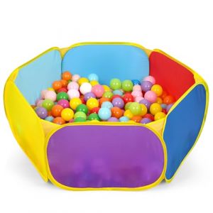 Eocolz Grand bac &agrave; balles pour Enfants - Tente Pop-up pour Enfants - Maison de Jeu - Parc &agrave; Ramper avec Panier de Basket-Ball et Sac de Rangement &agrave; Fermeture &eacute;clair - 120 cm (Multicolore sans Maille) (Eocolz EU, neuf)