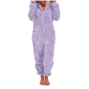G&eacute;n&eacute;rique Combinaison Pyjama Femme Hiver Chaud Onesie Pilou Pilou Pyjama &agrave; Capuche Grenouill&egrave;re Femme Pyjamas Onesie Tout en Un en Polaire Combinaisons de Nuit Femmes Loungewear V&ecirc;tements S-XXL (YUYUEJUE, neuf)