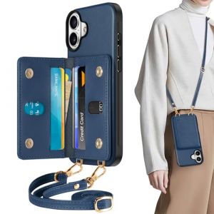 TUCCH Coque Portefeuille pour iPhone 16 Plus (6,7"), [D&eacute;montable Lani&egrave;re] Simili Cuir Porte-Cartes RFID Blocage [6 Fentes Cartes] Fermeture Magn&eacute;tique, Antichoc Housse pour iPhone 16 Plus 2024 - Bleu (EC-GLOBAL FR, neuf)