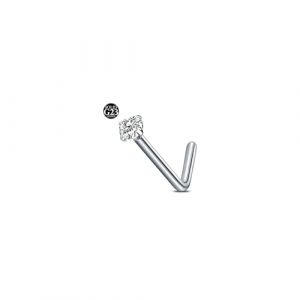 AceFun Piercing nez titane pour femmes hommes 1.5mm diamant forme L nez Stud 1 pièce G23 titane acier nez piercing Stud Nostril piercing bijoux avec cubique zircone (Piercing Jewelry, neuf)
