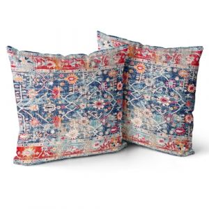 Snylcce Housse de Coussin 60x60cm Boho Ethnique Taie d'oreiller Lot de 2 Moderne Housses Coussins Mandala Motif Floral Taie Oreiller Boheme D&eacute;coratif pour Chambre Rouge Bleu (Sunycler, neuf)