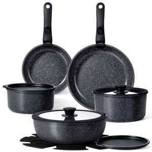 GiPP Set de Poêles et Casseroles Avec Revêtement Céramique Antiadhésif - 15 Pièces Sets de Casseroles Avec Poignées Détachables, Sans Toxiques, Compatible Induction, Four et Lave-vaisselle (GiPP®Direct EU, neuf)