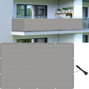 Brise Vue pour Balcon 120 x 460 cm Opaque, Respirabilité, Résistant Au Vent Brise Vue Pare-Vue Balcon avec Oeillets, Attaches de Câble et Cordons, pour Jardin, Gris Clair (LvLiangShiLiShiQuDongMingMaoYiYouXianGongSi, neuf)