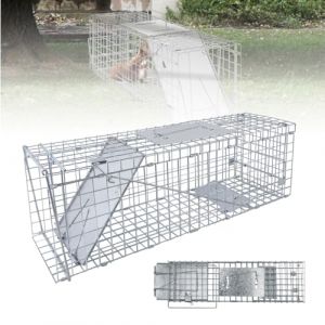 Piège de Capture Animaux 62x19x22 cm - Cage Trappe Pliable en Fil de Fer Galvanisé avec Poignée Piège - pour Ratons Laveurs, Martres et Chats - Installation Facile et sans Danger pour Animaux (Xinng, neuf)