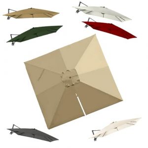 IMUNKT 3x3M Auvent De Remplacement Pour Parasol Déporté Carré Toile De Rechange Pour Parasol De Jardin Extérieur UPF 50+ Housse De Rechange 8 Baleines(Khaki) (yuanyoumai, neuf)