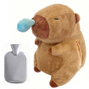 RNPKZ Capybara Bouillotte pour enfants avec housse en peluche mignonne en peluche Capybara, r&eacute;cipient int&eacute;rieur amovible, bouillotte pour enfants et adultes (B) (bai wei ju shangmao, neuf)