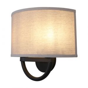 Pathson Industriel Double T&ecirc;te Applique Murale, Demi-cercle Tissu Lin Abat-jour Lampe Murale, pour Chambre &agrave; Coucher, Salon, Couloir, H&ocirc;tel (Noir-Lin) (Pathson (Europe), neuf)