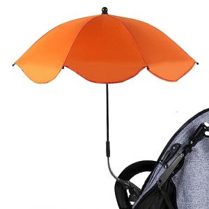 Parasol Poussette Universelle, Ombrelle Poussette Universelle, Anti UV 50+ Ombrelle pour Poussette avec Pince Réglable, Parapluie De Poussette étanche réglable 360° pour Plage Jardin Extérieur (herin, neuf)