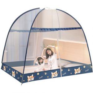 Makamsui Moustiquaire Tente pour lit, double porte, ciel de lit pop-up avec fond en filet, fermeture éclair, ouverture rapide, couverture de lit anti-moustiques, rideau pour intérieur et extérieur, (Jiuois, neuf)