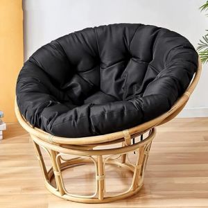 KIUGOP Coussin pour fauteuil papasan, fauteuil papasan rond, coussin pour fauteuil papasan, coussin, chaise en polyrotin, coussin de chaise suspendue, coussin pour fauteuil papasan, noir, 120 x 120 cm (caoguanghuaiamz, neuf)